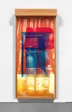 Robert Rauschenberg, Sling-Shots Lit #4, 1985, Monumental lightbox with lithograph in colors with screenprint, and assemblage with a sailcloth, Mylar, a fluorescent light fixture, aluminum, a moveable window shade system, and Plexiglas bars