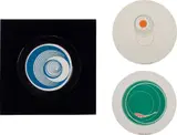 Marcel Duchamp, Rotoreliefs (Optical Disks), 1935/1965, The complete set of twelve offset lithographs in colors, on six doublesided round card discs, all contained in the original round, black, plastic and foam folio, to be viewed as they rotate at 33 1/3 revolutions per minute on the velvet-covered wall-mounted turntable designed by Duchamp