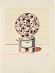Gumball Machine by Wayne Thiebaud, 1971, Linocut in colors, on Arches paper, with full margins, sold Jul 2020