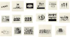 Wayne Thiebaud, Delights, 1965, The complete set of 17 etchings (some with aquatint and drypoint), on Rives BFK paper, with full margins, bound (as issued) in a black leather hard cover with gold printed title