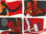 Hammer and Sickle by Andy Warhol, 1977, The complete set of four screenprints in colors, on Strathmore Bristol paper, the full sheets, sold Jul 2020