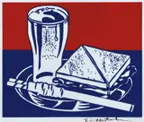 Roy Lichtenstein, Sandwich and Soda, for Ten Works by Ten Painters portfolio, 1964, Screenprint in colors, on clear plastic, with full margins