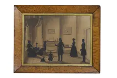 Auguste Edouart, Untitled, black card on paper with pencil and watercolour