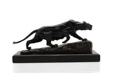 Isidore Bonheur, Untitled, a bronze panther, on a polished slate base