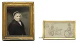 English School, Untitled, 30 x 25cm; together with a pencil sketch by Francis Davis Millet, on label to the reverse 'died on the sinking of the Titanic - given to my father by the artist's granddaughter Mrs Betsy Bazeley'