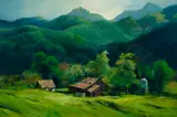 Emil Kosa Jr., Taylor's Ranch, oil on masonite