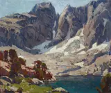 Sierra lake beneath glaciers by Edgar Alwin Payne, oil on canvas, sold Apr 2017