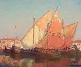 Chioggia Boats by Edgar Alwin Payne, oil on canvas, sold Apr 2017
