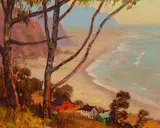 San Simeon Highway by Alfred R. Mitchell, oil on board, sold Apr 2017