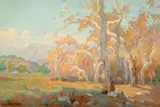 Yellow Sycamore Trees by Marion Wachtel, watercolor on paper, offered Apr 2017