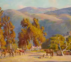 Howard Everett Smith, Muriel Vanderbilt Horses, Carmel Valley, oil on canvas