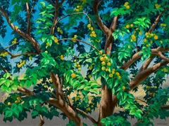 Friedolin Edward Kessler, Our Apricot Tree, acrylic on masonite