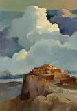 Eric Sloane, Storm over Walpi, oil on masonite
