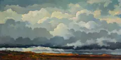Earth Flight Environment by Eric Sloane, 1977, oil and graphite with tooling on masonite, sold Apr 2017