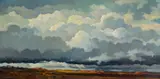 Eric Sloane, Earth Flight Environment, 1977, oil and graphite with tooling on masonite