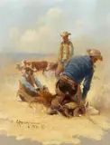 G., Bringing the Hot Iron, 1972, oil on canvas
