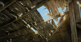Stephen Lyman, Owl peering through a hole in the roof, 1982, oil on masonite