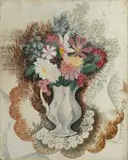 Konrad Cramer, Bouquet in White Vase, oil on gessoed panel