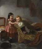 John George Brown, Interior Scene with Boy and Girl