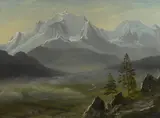 Mont Blanc by Albert Bierstadt, oil on paper laid down on canvas, sold Nov 2016