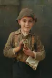 Karl Witkowski, Newsboy, oil on canvas