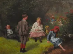 William Holbrook Beard, Children Playing in a Forest, oil on canvas