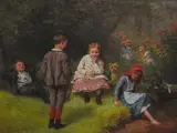 William Holbrook Beard, Children Playing in a Forest, oil on canvas