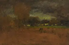 Evening, Montclair by George Inness, circa 1890, oil on canvas laid down on Masonite, sold Nov 2016