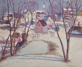 Morris Hall Pancoast, Edge of a Village, New England, oil on canvas