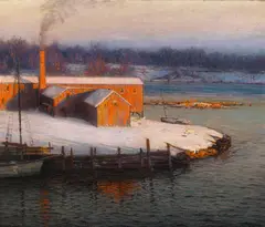 L. Birge Harrison, The Red Mill at Cos Cob, oil on canvas