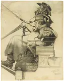 Norman Rockwell, Study for The Christmas Coach (Dover Coach), 1935, charcoal on paper