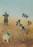 Lynn Bogue Hunt, Quail Shooting with Setter and Pointer, circa 1941, oil on canvas