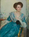 Richard Edward Miller, Portrait of a Woman in a Blue Dress