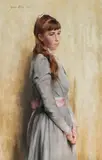Portrait of a Woman in a Mauve Dress by Julian Russel Story, oil on panel, sold Nov 2016