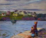 John Sloan, Girls Throwing Stones, oil on canvas