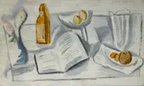 Stuart Davis, Still Life with Book, Compote and Glass, oil on canvas
