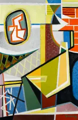 Construction in Progress by Werner Drewes, oil on canvas, sold Nov 2016