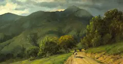 Thaddeus Welch, Riders on a path beneath Mount Tamalpais, 1895, oil on canvas