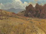 Percy Gray, Autumn in the hills, oil on canvas board