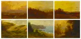 Charles Dorman Robinson, Swamps of the San Joaquin; Mt. Diablo from Berkeley Hills; Tamalpais from marshes near Sausalito; On the road to Ross - Marin; Presidio Heights San Francisco; Sand Dunes at the beach (A group of six paintings)