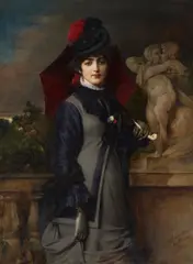 Toby Edward Rosenthal, Portrait of a young woman with a parasol, 1879, oil on canvas