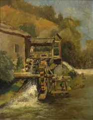 The Mother Lode, Placerville by Jules Tavernier, oil on canvas affixed to board, sold Aug 2016