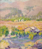 William Clapp, Carmel Valley farm, oil on masonite