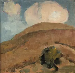 Cloud, hill, tree by Selden Connor Gile, 1940, oil on canvas affixed to board, sold Aug 2016