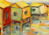 Wharves by Selden Connor Gile, oil on board, sold Aug 2016