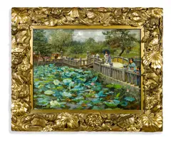 Theodore Wores, Lotus Pond, Shiba, Tokyo, 1886, oil on canvas