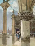 Francis Hopkinson Smith, Piazetta, Venice, Rainy Day, gouache on paper