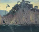 William Posey Silva, California coastal cliffs, oil on canvas