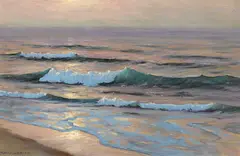 A Summer Evening by Frank Cuprien, oil on canvas affixed to board, sold Aug 2016