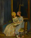Alson S. Clark, Two women admiring a portfolio